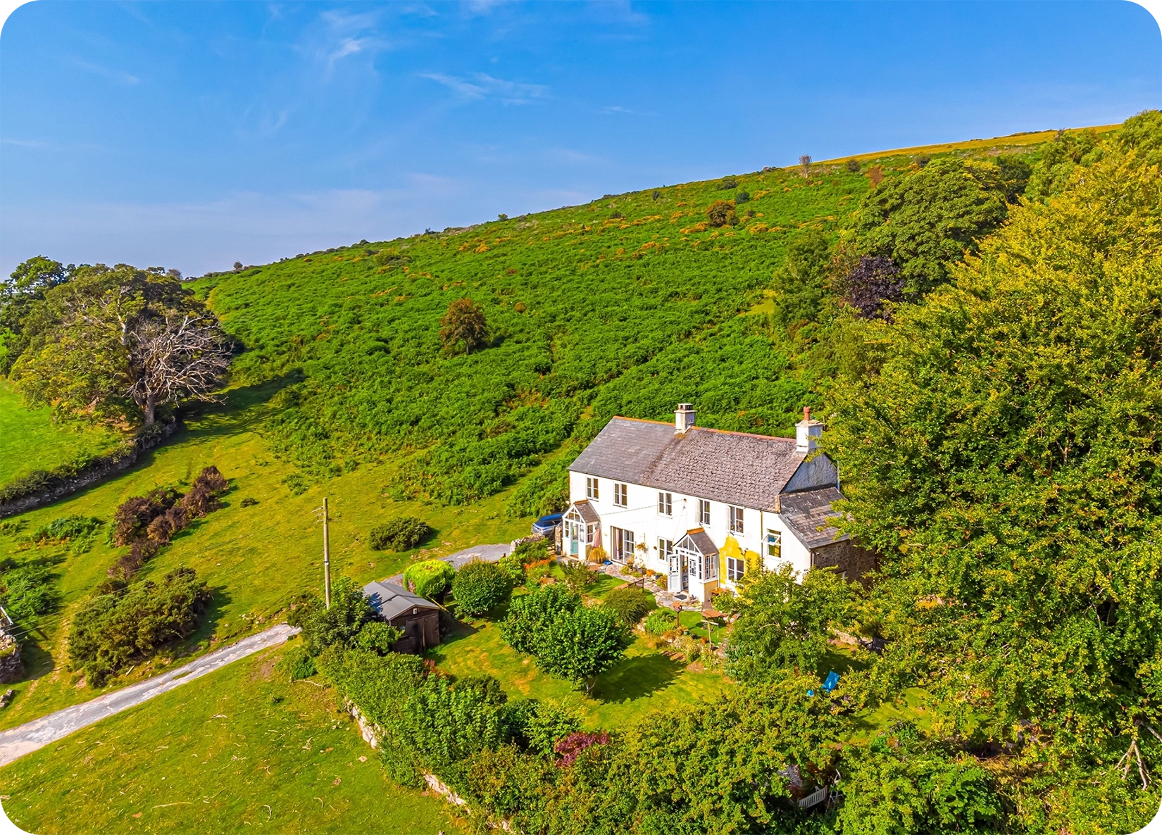 Aerial Image of a house in the country for drone photography and surveys